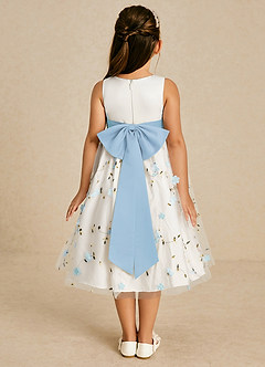 Azazie Pollie Flower Girl Dresses Sky Blue Sky Blue A-Line Bow Tulle Dress image2