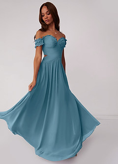 Barbie ♥ Azazie Bridesmaid Dresses Bermuda A-Line Off the Shoulder Chiffon Convertible Dress image2