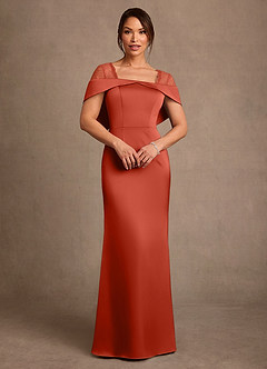 Azazie Henrieta 신부의 어머니 드레스 쉬스 레이스 스트레치 새틴 플로어 길이 드레스 image1