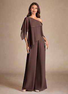 Azazie Halima Moeder van de bruid jurken Broekpak Jurk van Chiffon Zijsplit Ganache image5