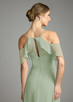Azazie Dakota Bridesmaid Dresses Dusty Sage A-Line V-Neck Pleated Chiffon Dress image6