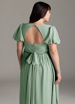 Azazie Madisynn Brautjungfernkleider für Schwangere Schleifen Chiffon Bodenlänge Kleid image10