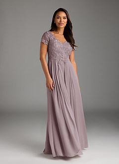 Azazie Dunja Mother of the Bride Dresses Dusk A-Line V-Neck Lace Chiffon Dress image3