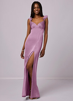 Barbie ♥ Azazie Bridesmaid Dresses Wisteria Sheath Stretch Satin Dress image3