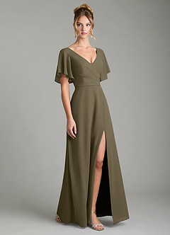 Azazie Ambrosia Bridesmaid Dresses Willow Green A-Line Pleated Chiffon Dress image5