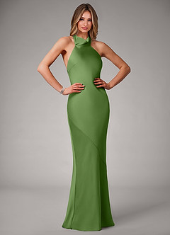 Azazie Velli Brudtärnklänningar Klä av Sjöjungfru i Stretch Satin Hög hals Basilika image1