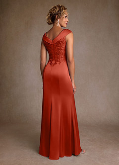 Azazie Santa Monica Mother of the Bride Dresses Rust A-Line Lace Dress image2