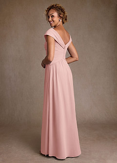 Azazie Myrtle vestidos de madre de la novia Vestido de Rosa Empolvado de Gasa de Corte en A con Plisado image2