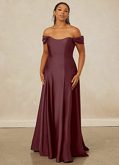 Christian Siriano Bridal for Azazie 1002 Bridesmaid Dresses Sangria A-Line Off the Shoulder Stretch Satin Convertible Dress image8