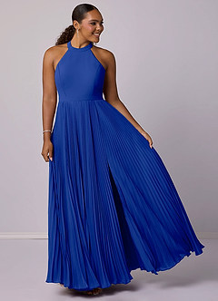 Barbie ♥ Azazie Bridesmaid Dresses Royal Blue A-Line Pleated Chiffon Dress image9