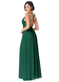 Azazie Farren Bridesmaid Dresses Emerald A-Line Pleated Chiffon Convertible Dress image5