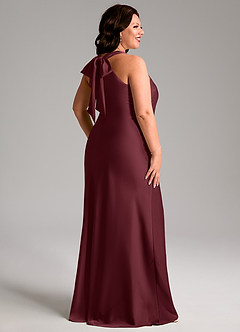 Azazie Doretta Bridesmaid Dresses Cabernet Mermaid Pleated Stretch Satin Dress image7