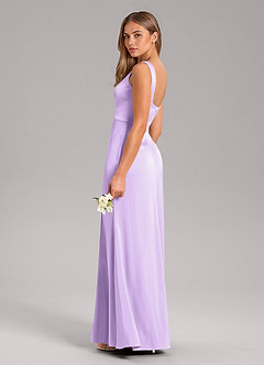Azazie Frostine Robes de demoiselle d'honneur Robe Trapèze en Satin extensible Arc Lilas image7