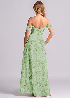 Azazie Marley Bridesmaid Dresses Green Fern Floral A-Line Off the Shoulder Chiffon Convertible Dress image2