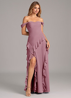 Azazie Sloane Bridesmaid Dresses Vintage Mauve A-Line Sweetheart Neckline Chiffon Dress image4
