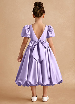Azazie Jellybean Flower Girl Dresses Lilac Ball-Gown Ruched Matte Satin Dress image2