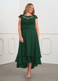 Azazie Shonda vestidos de madre de la novia Vestido de Verde Oscuro de Gasa con Encaje image8