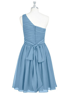 Azazie Katrina Bridesmaid Dresses Steel Blue A-Line One Shoulder Chiffon Dress image7