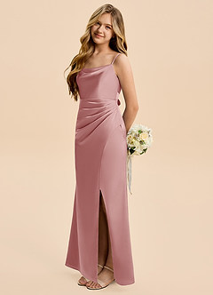 Azazie Christen Junior Klä av A-Line i Stretch Satin Plisserad image3