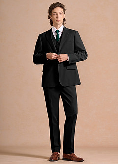 front Carter Sort 3-delt jakkesæt i bomuld og hørblanding