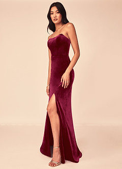 Azazie Nereda Bridesmaid Dresses A-Line Strapless Velvet Floor-Length Dress image3