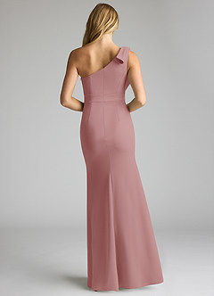 Azazie Rinna Bridesmaid Dresses Dusty Rose Mermaid One Shoulder Stretch Crepe Dress image4