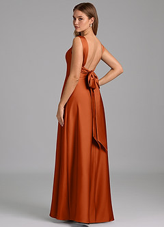 Azazie Beatrice 신부 들러리 드레스 A라인 스윗하트 네크라인 스트레치 새틴 바닥 길이 드레스 image2