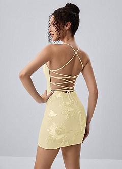 Marigoldessa Lemon Sorbet Bodycon Strappy Floral Applique Mini Dress image3