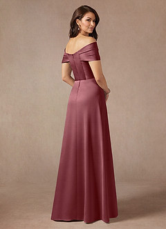 Azazie Amelia Mother of the Bride Dresses Desert Rose A-Line Off the Shoulder Stretch Satin Dress image2