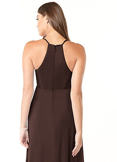 Azazie Annabelle Maternity Bridesmaid Dresses A-Line V-Neck Pleated Mesh Floor-Length Dress image3