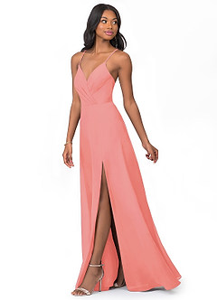Azazie Everleigh Final Sale Coral A-Line Sweetheart Pleated Chiffon Dress image6