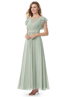 Azazie Daphne Modest Bridesmaid Dresses A-Line Ruffled Chiffon Floor-Length Dress image22