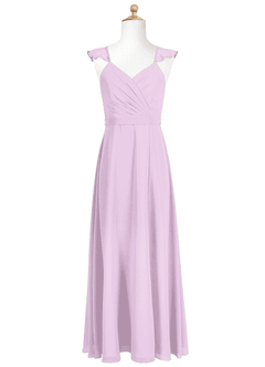 Azazie Emily Junior Robe Trapèze en Mousseline de soie Rayé Frostiges Flieder image5