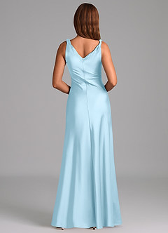 Azazie Nerine Brautjungfernkleider A-Linie Plissee Stretch-Satin Kleid Himmelblau image5