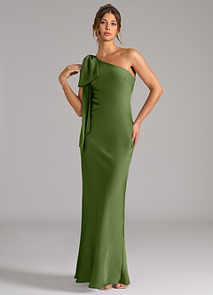 Azazie Capri Bridesmaid Dresses Juniper Mermaid One Shoulder Stretch Satin Dress image3