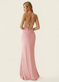 Valerianaire Haze Pink Beading Satin Vacation Dress image2