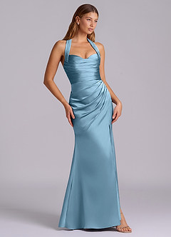 Azazie Destiny Robes de demoiselle d'honneur Robe Sirène en Satin extensible Encolure en Forme de Cœur Acier Bleuté image3