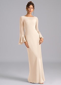 Azazie Leone Bridesmaid Dresses White Alabaster Mermaid Corset Chiffon Dress image4