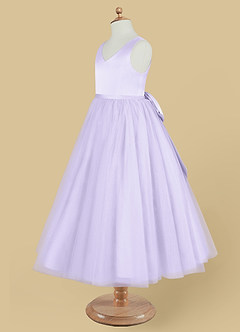 Azazie Marybell Flower Girl Dresses Lilac A-Line Bow Tulle Dress image7