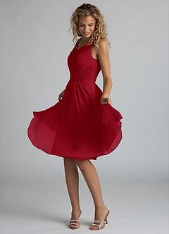 Azazie Grace Bridesmaid Dresses Scarlet A-Line Pleated Chiffon Dress image3