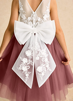 Azazie Lina Flower Girl Dresses Ivory Amethyst Ball-Gown Lace Dress image7