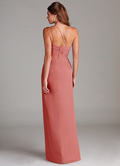 Azazie Eren Vestidos de damas de honor Vestido de Rosa Antigua de Gasa de Corte Recto con Hombro unilateral image7