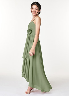 Azazie Catalina Junior Pistachio A-Line Ruched Chiffon Dress image5