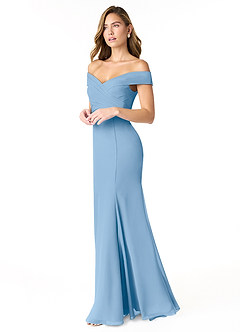 Azazie Lecia Final Sale Black Empire Off-The-Shoulder Pleated Chiffon Convertible Dress image3