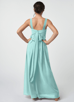 Azazie Kora Junior Aqua A-Line Pleated Chiffon Dress image2