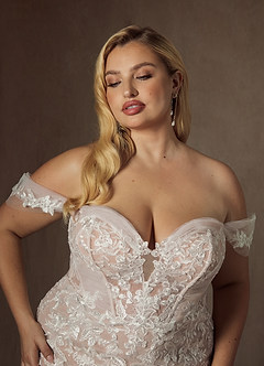Azazie Leilani Robes de mariée Robe Sirène en Tulle Paillettes Blanc Diamant Caramel image11