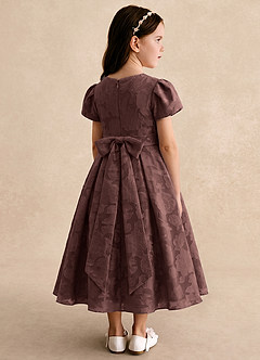 Azazie Princes Flower Girl Dresses Espresso A-Line Pleated Floral Burnout Dress image2