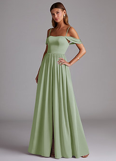 Azazie Calianna Bridesmaid Dresses Dusty Sage A-Line Off the Shoulder Stretch Satin Convertible Dress image3