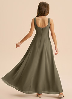 Azazie Lambie Junior Willow Green A-Line Pleated Chiffon Dress image8
