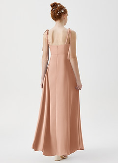 Azazie Rosey Junior Robe Trapèze en Satin extensible Encolure en Forme de Cœur Or Rose image2